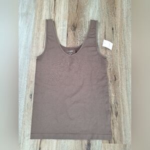 J Crew Factory (2) Medium Seamless Tank Top Camisole Brown Tan Layering  V Neck